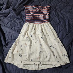 Ocean Drive Cream and Navy Anchor Midi Skirt